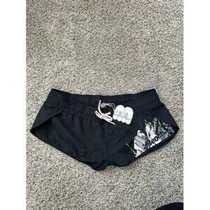 Bench Womens Athleisure Pull On Shorts Back Pocket Black Drawstrings Size Small